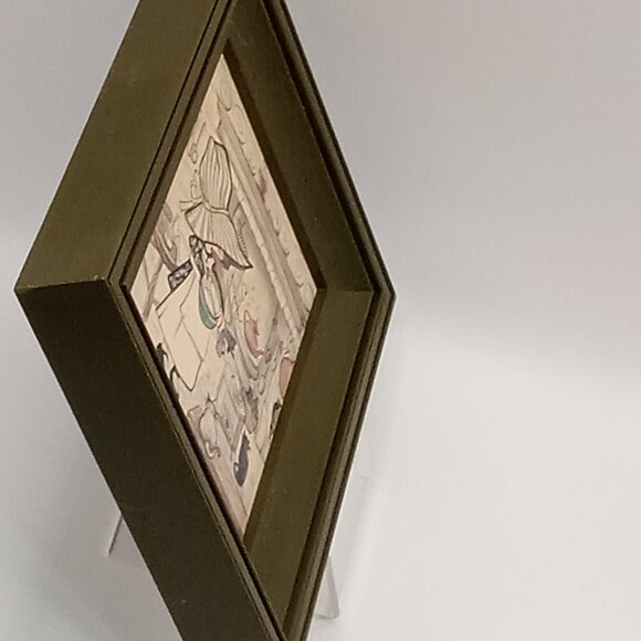 Blue Stripe BONNET GIRL Print Country Little Blessed Kitchen Cats 6.25x5.25" - Picture 5 of 10